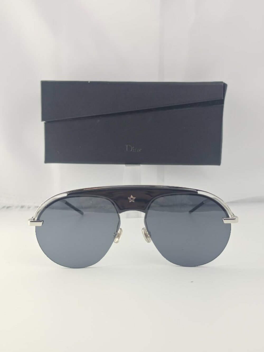Christian Dior Aviator Revolution Black Silver Sunglass & Case CSA2K 58 15 145